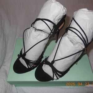 Aquazzura Whisper Sandal in Black Suede